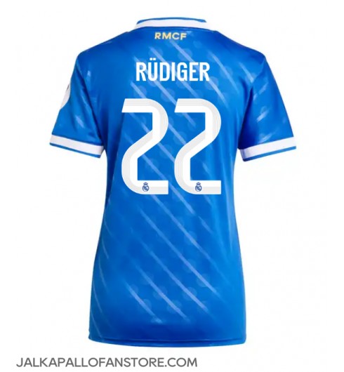 Real Madrid Antonio Rudiger #22 Kolmaspaita Naisten 2025-26 Lyhythihainen Real Madrid Antonio Rudiger #22 Kolmaspaita Naisten 2025-26 Lyhythihainen